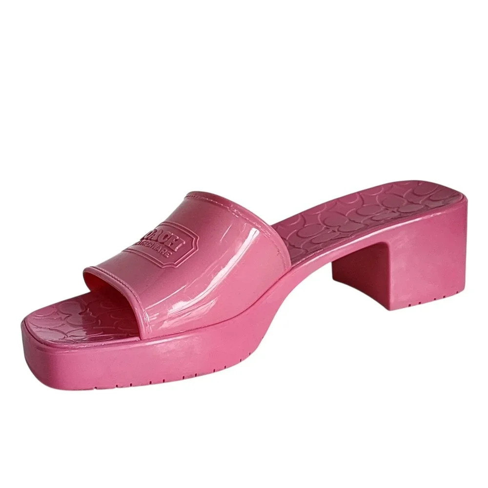 Coach Scarlett Jelly Sandal Pink Platform Slide Block Heel C8998 Womens 10